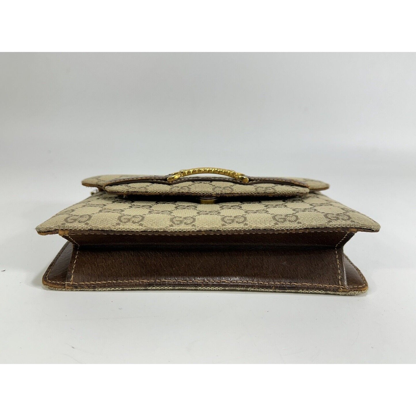 Authentic Gucci ~ Canvas GG Logo Beige Chain Clutch Bag ~ DAMAGED / READ