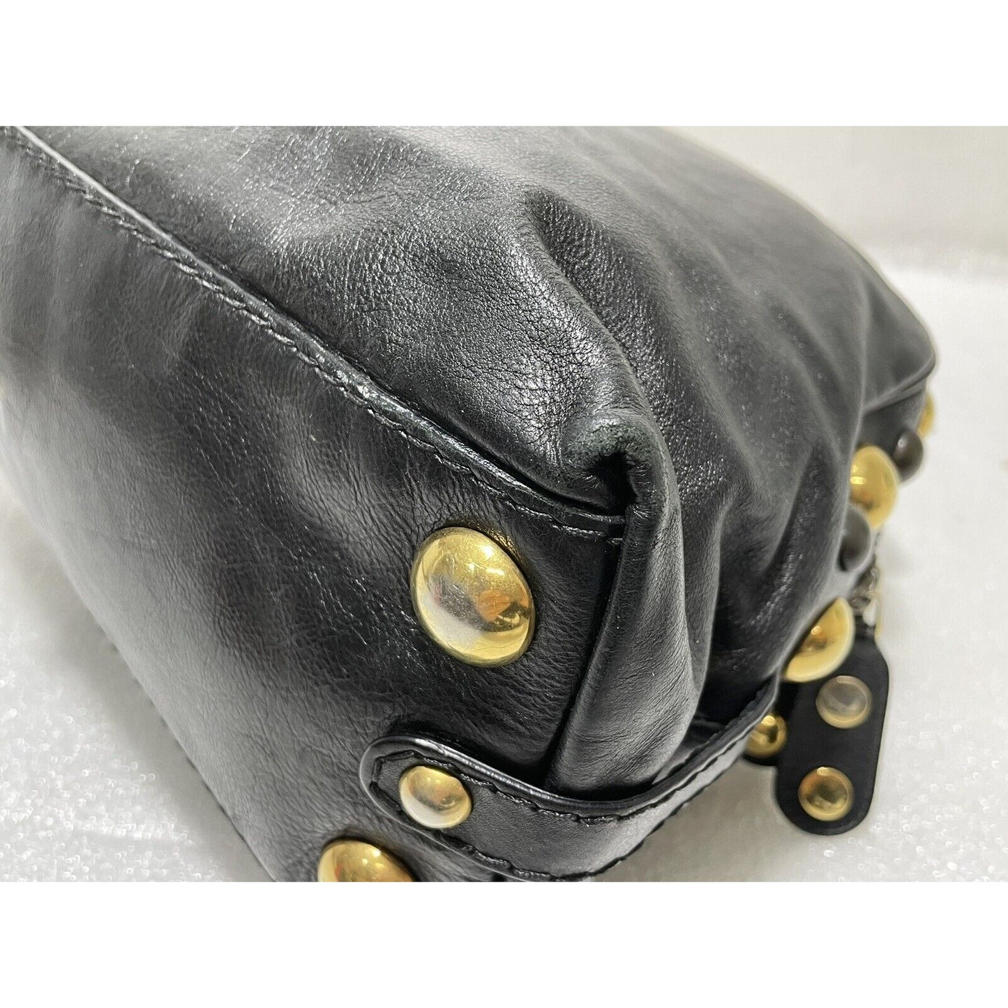 Gucci Babouska ~ Black Leather Dome Satchel Studs Tote Handbag ~ Made in Italy