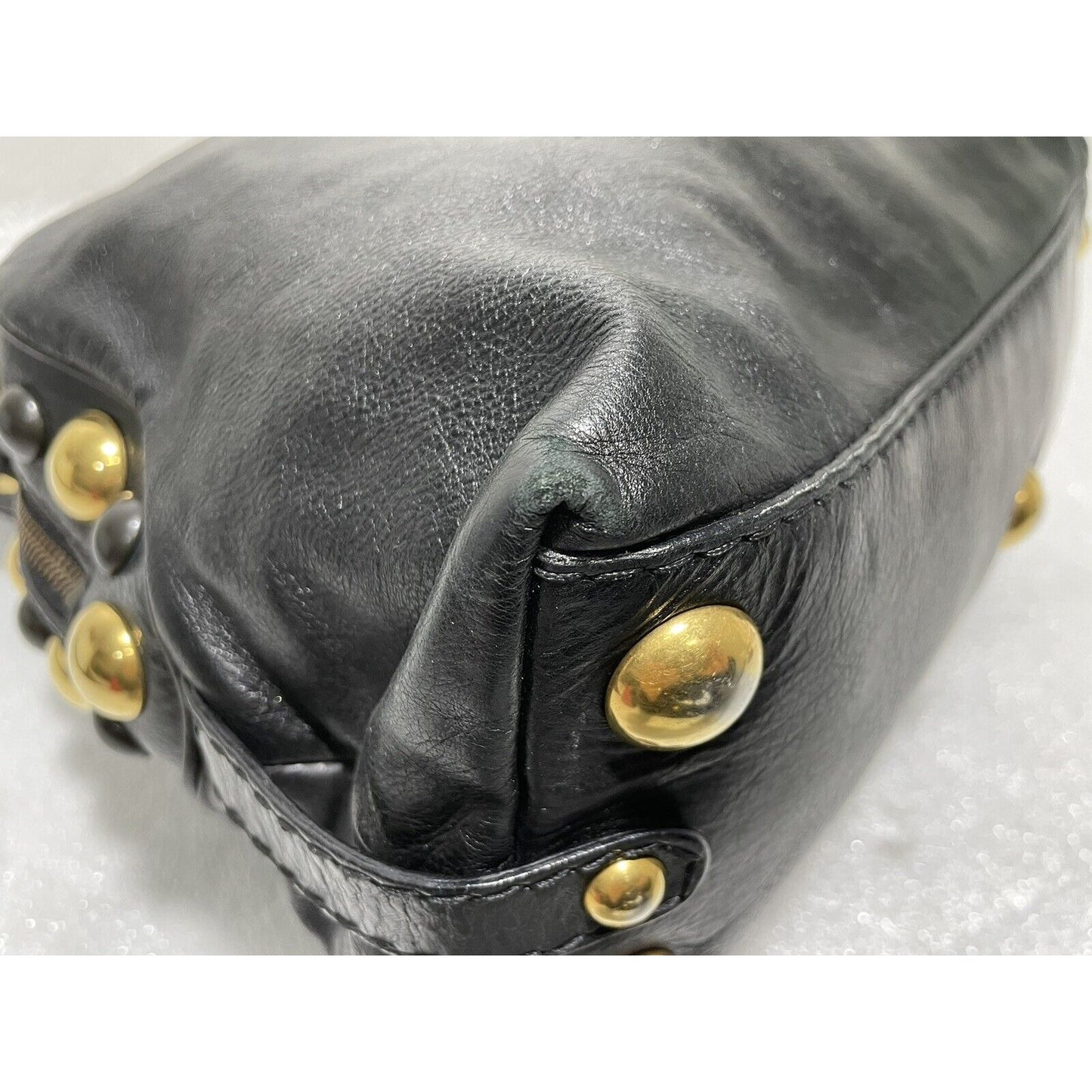 Gucci Babouska ~ Black Leather Dome Satchel Studs Tote Handbag ~ Made in Italy