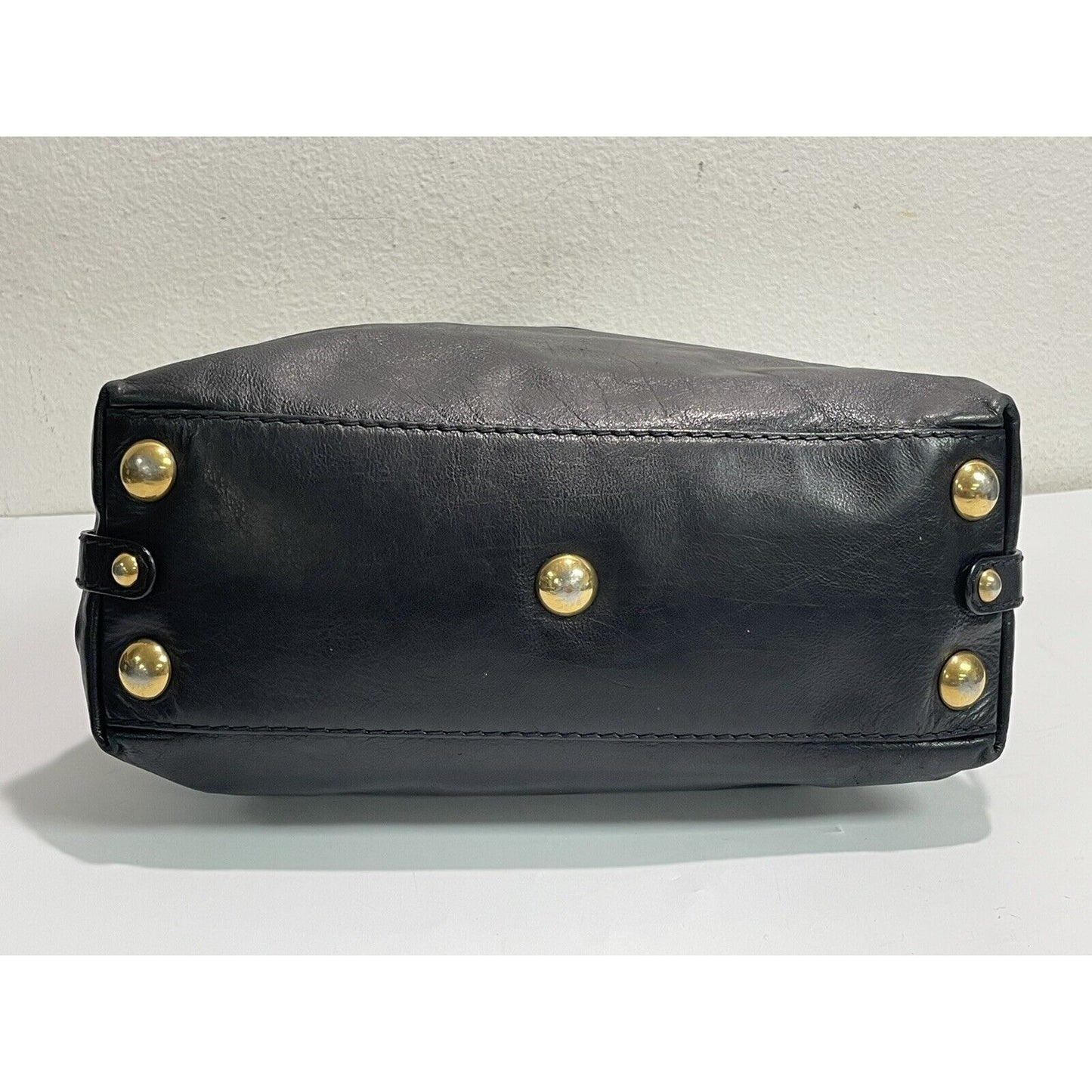 Gucci Babouska ~ Black Leather Dome Satchel Studs Tote Handbag ~ Made in Italy