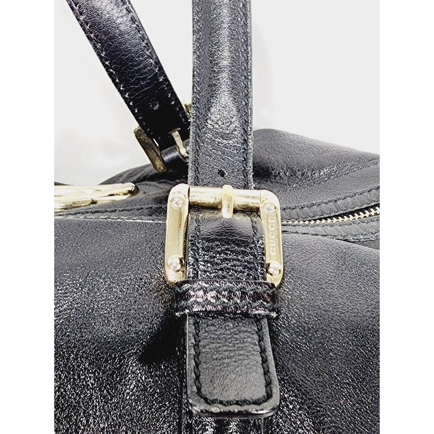 Gucci Britt ~ Black Leather Satchel Bag ~ Double G ~ 170010 ~ 15" x 9" x 6"