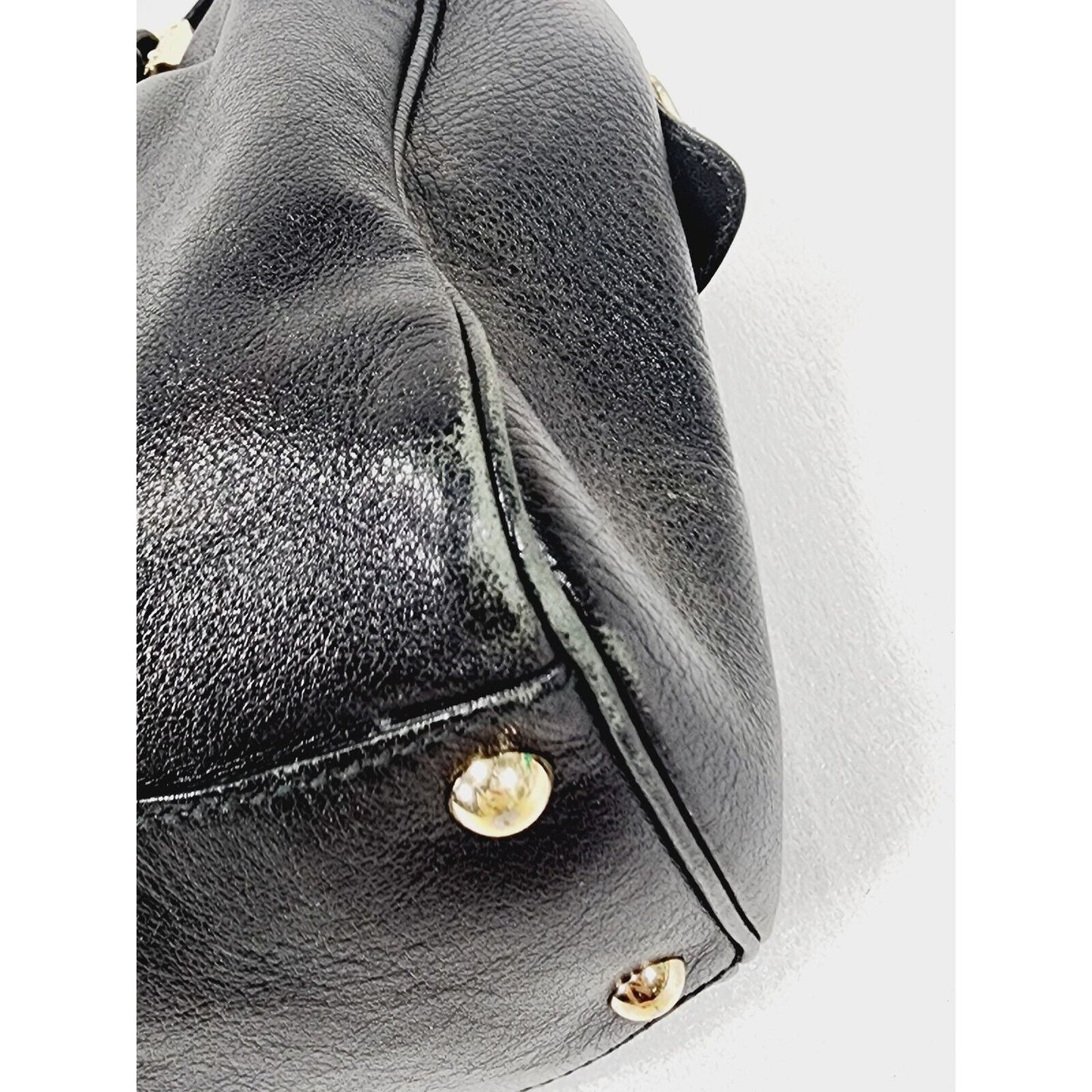 Gucci Britt ~ Black Leather Satchel Bag ~ Double G ~ 170010 ~ 15" x 9" x 6"