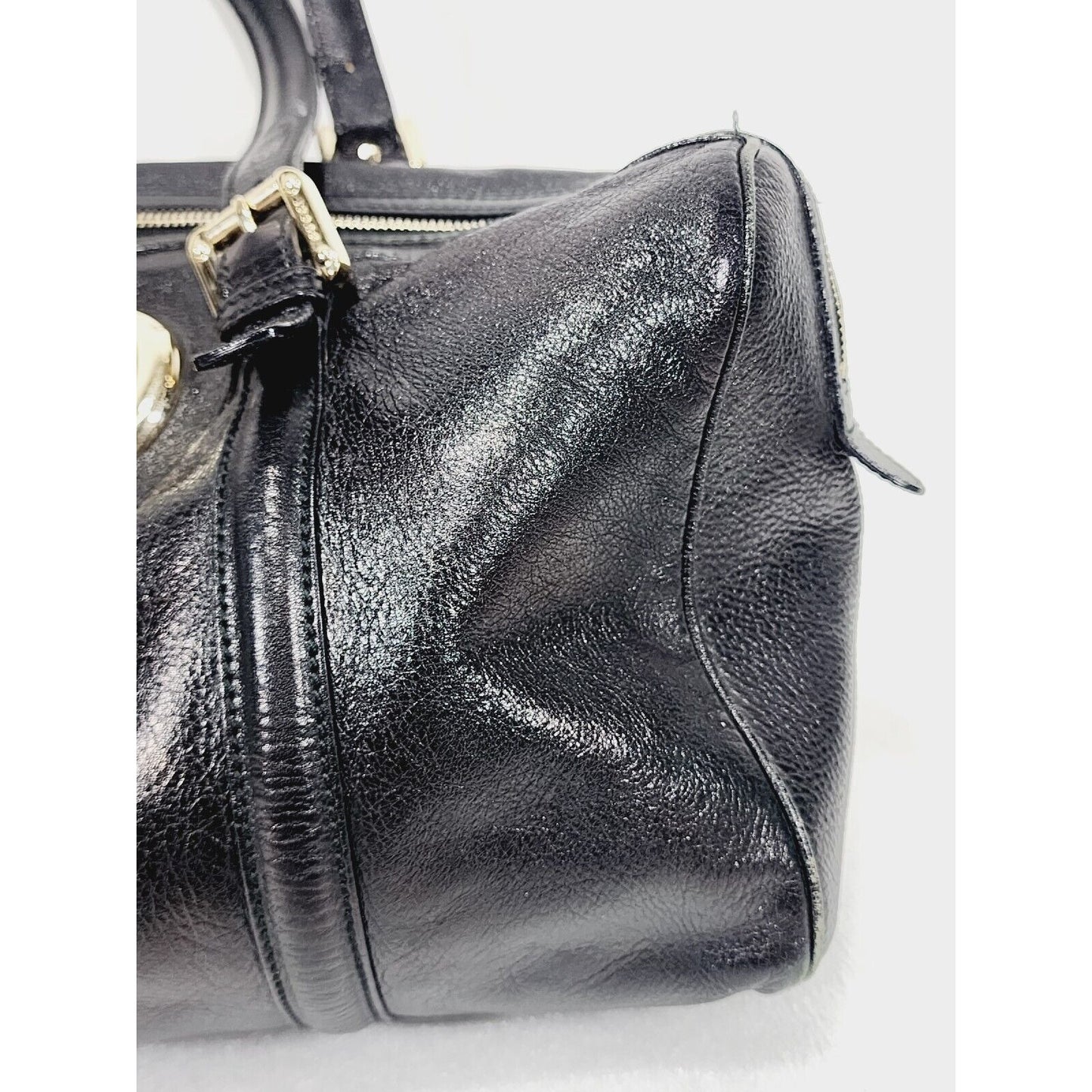 Gucci Britt ~ Black Leather Satchel Bag ~ Double G ~ 170010 ~ 15" x 9" x 6"
