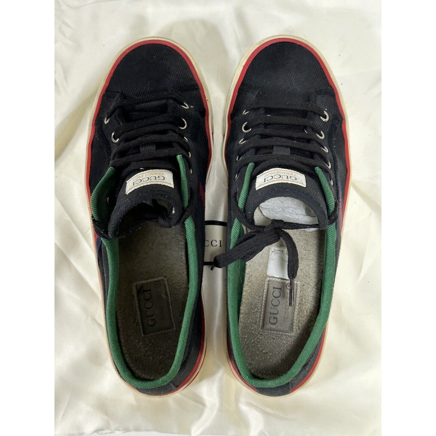 Gucci Tennis 1977 ~ Men's Black Old Tennis Tweed Low-Top Sneaker ~ Size 8