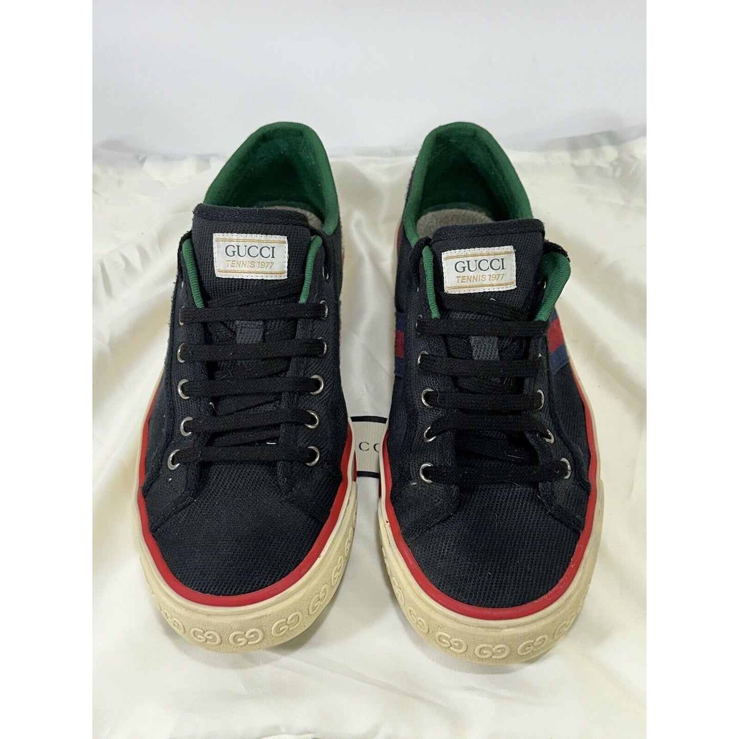 Gucci Tennis 1977 ~ Men's Black Old Tennis Tweed Low-Top Sneaker ~ Size 8
