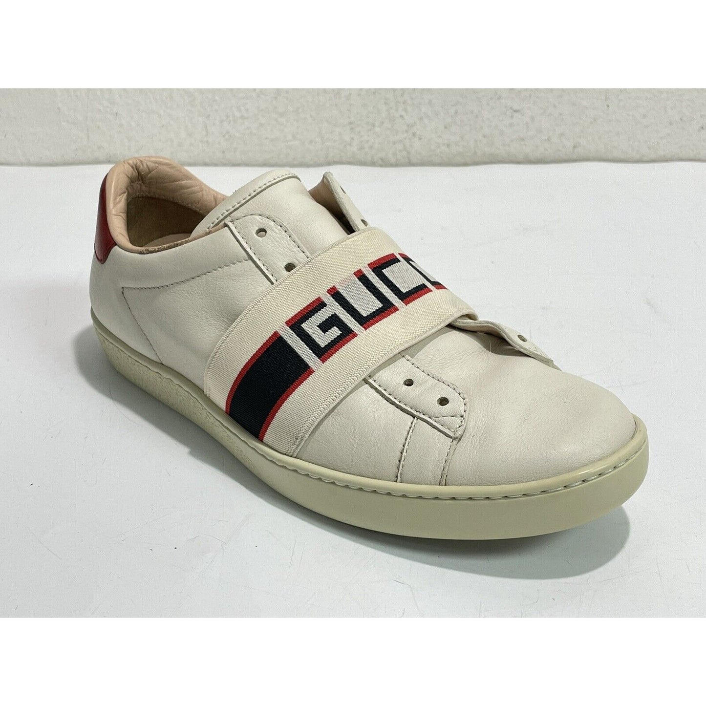 GUCCI ~ Ace Stripe Logo ~ White Red Black ~ Women's Low Sneakers ~ Size 36.5