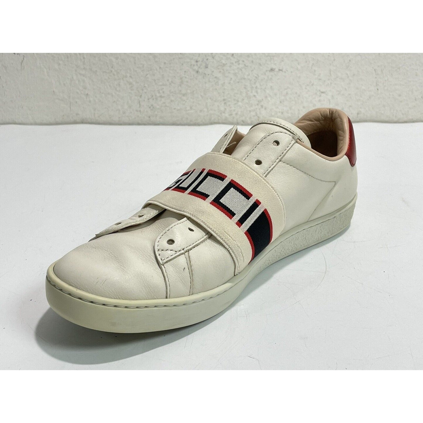 GUCCI ~ Ace Stripe Logo ~ White Red Black ~ Women's Low Sneakers ~ Size 36.5