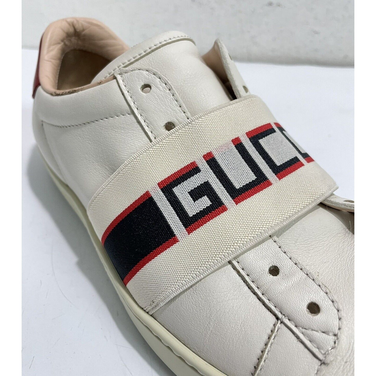 GUCCI ~ Ace Stripe Logo ~ White Red Black ~ Women's Low Sneakers ~ Size 36.5