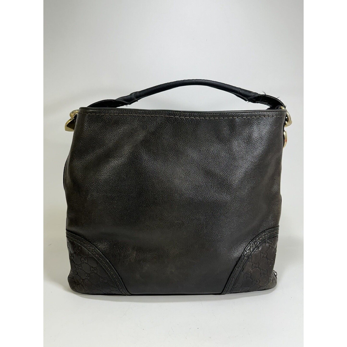 Authentic GUCCI ~ Guccissima Signoria GG Leather Dark Brown Hobo Purse Bag