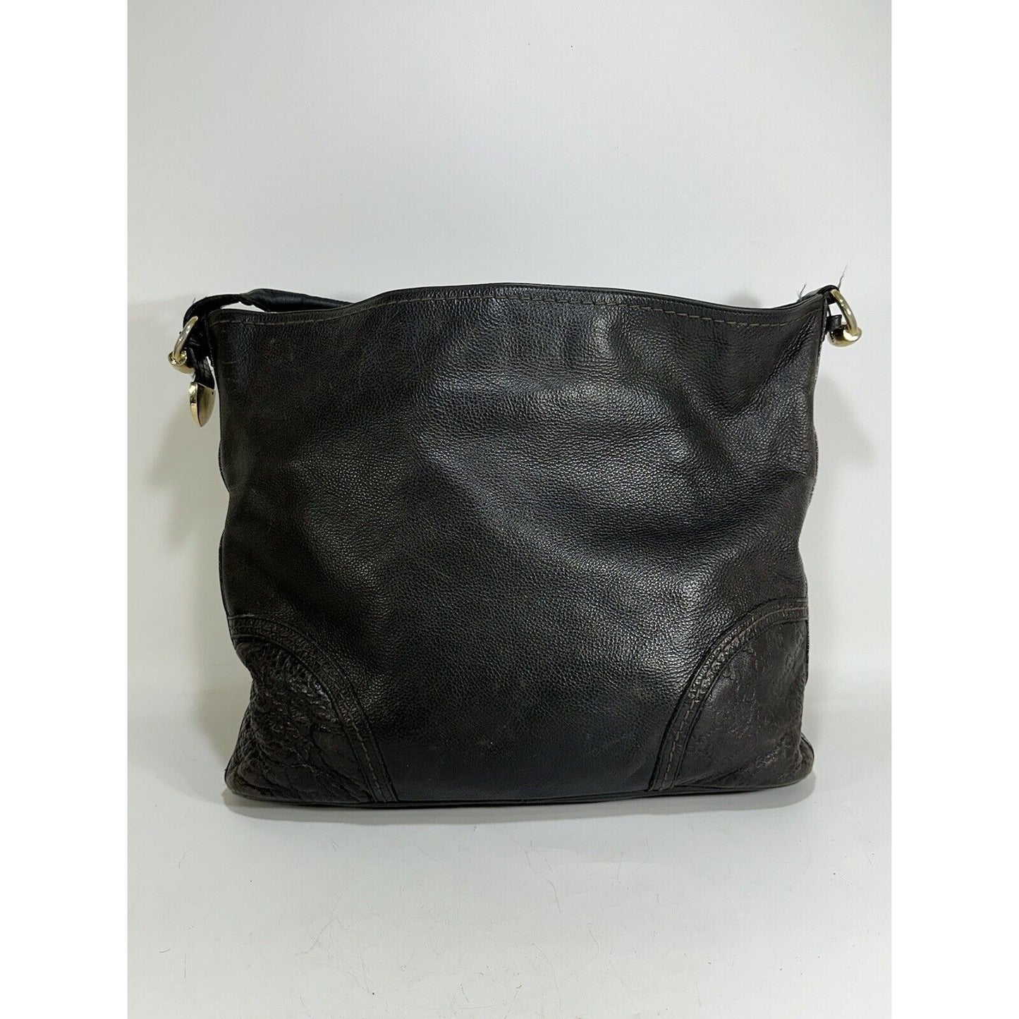 Authentic GUCCI ~ Guccissima Signoria GG Leather Dark Brown Hobo Purse Bag