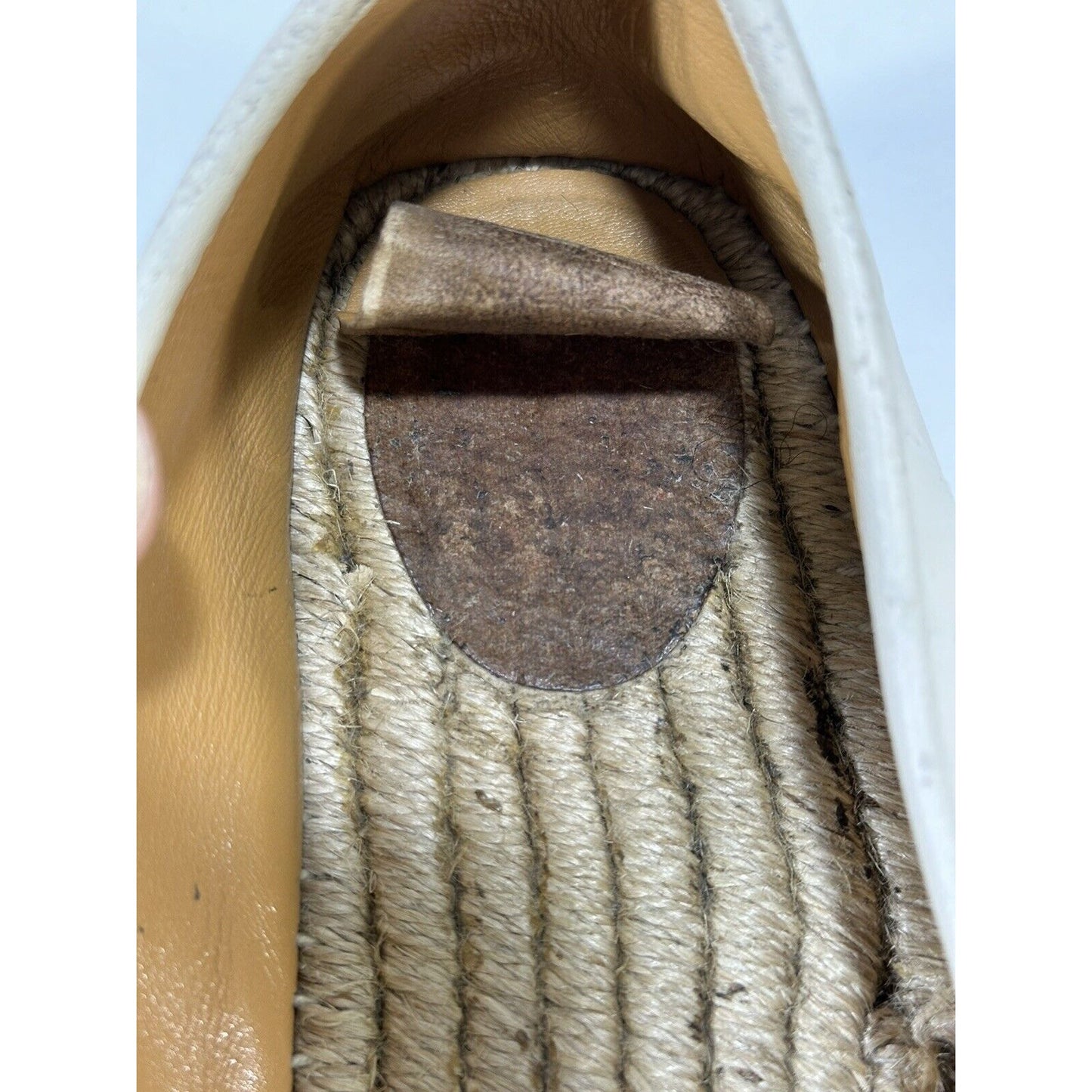 Gucci Espadrilles White Pilar Leather GG Embossed Flat Shoes ~ EU 40 / US 9